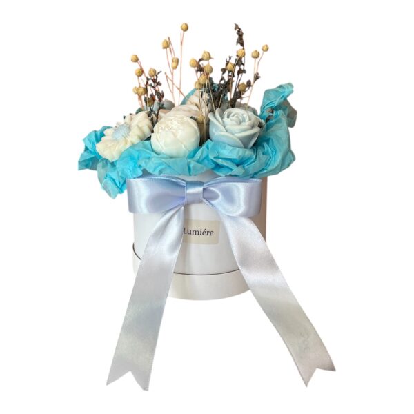 Γαλάζιο - Λευκό Μπουκέτο Από Κερί