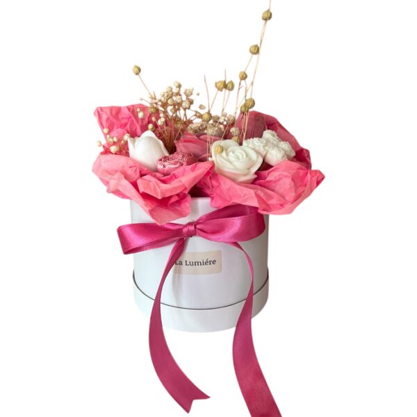 Ροζ - Λευκό Μπουκέτο Από Κερί