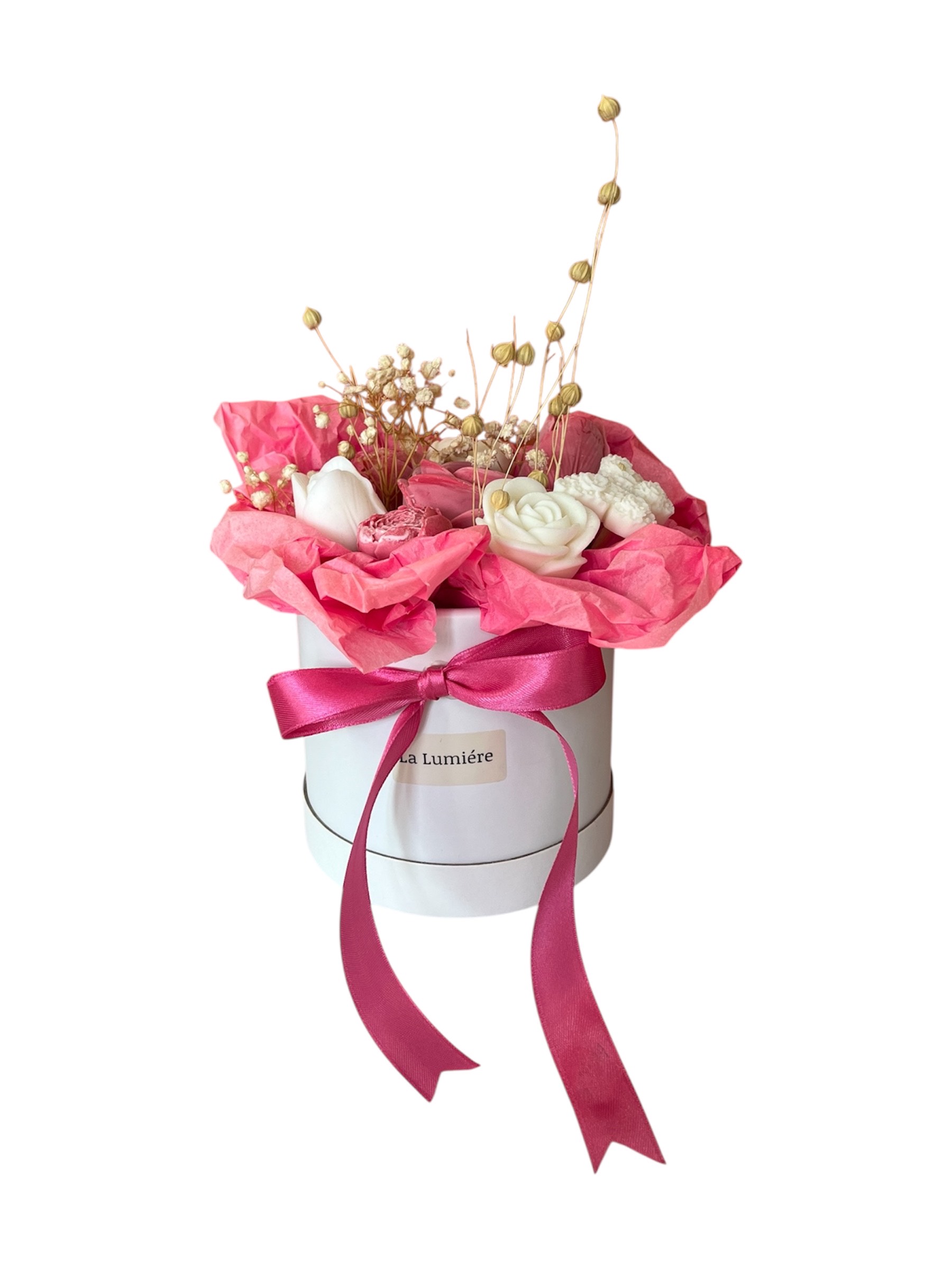 Photoroom_20251005_215528 Ροζ - Λευκό Μπουκέτο Από Κερί - Image 1