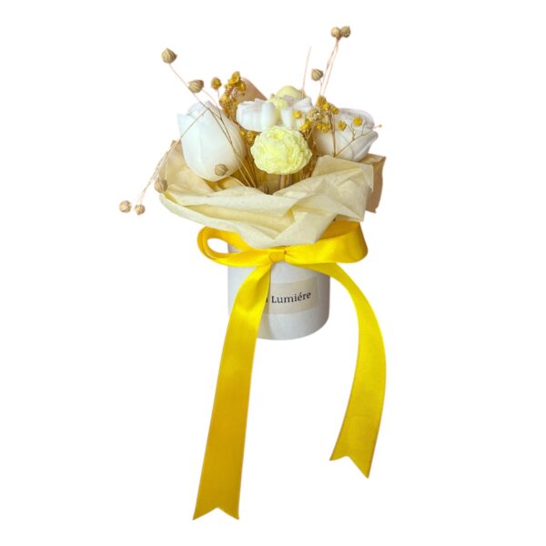 Κίτρινο - Λευκό Μπουκέτο Από Κερί