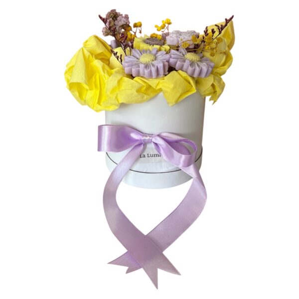 Κίτρινο - Μωβ Μπουκέτο Από Κερί