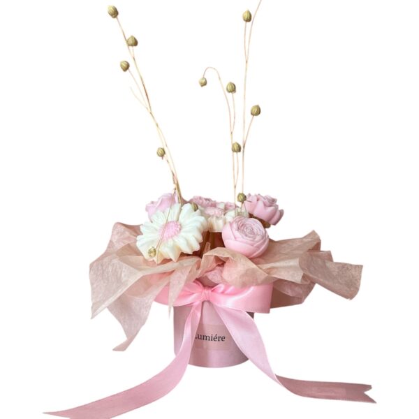 Ροζ - Λευκό Μπουκέτο Από Κερί